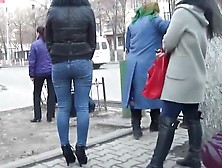 Stylish Babe Waiting For The Bus