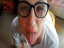 Blowjob Facial.  Cum On Face.  Cum On Glasses.  Pov