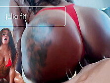 Sexy Oily Lady in Red Bikini Gets All White Sauce