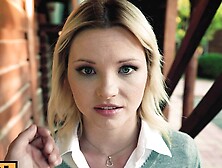 POV - Cute teen Zazie Skymm enjoying anal for the first time