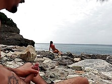 Italian skank gets sperm in her mouth from a pervert on the beach (premature ejaculation)