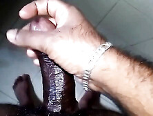 Oiled Up Horny Guy Masturbate In The Bathroom Until His Black Co