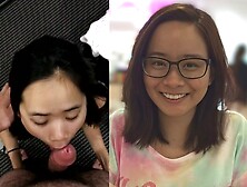 Cute Nerdy Asian got cum on face by BWC