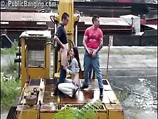 Young Teen Girl Public Sex Fuck On A Bulldozer