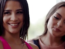 two Goddess College Girls Compete For Thin Dark Haired Kylie Rocket's Soak Snatch! HARD FINGERS