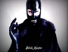 Smoking Tease In Black Fur Satin Gloves Cigaronne White 100S