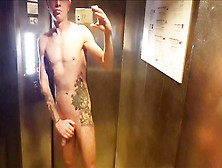 Full Exhib ! Bare In Elevator & Motel Smoking Lounge