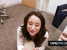 Lewd stepfather takes his teen stepdaughter to his office to screw her cunt