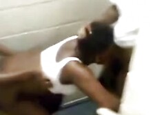 Thot getting gangbang spitroast in a stairwell