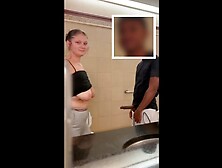 White Skank Drool and Gag all over BBC in Mall Bathroom