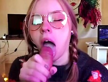 Nerdy Beauty Gives Amazing Blowjob