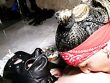 Crushing the balls and spanking my slave