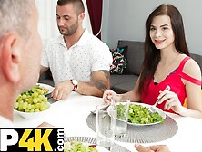 HUNT4K.  Dark-haired sweety copulates with BFs friend in front of stud