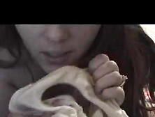 girl liking own discharges in panty