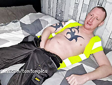 Ginger Hi Viz Scally Wanks Big Dick