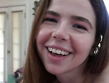 Cute and petite amateur babe Alina West undresses and sucks your dick,  then gets on top for a nice ride to orgasm &ndash; POV