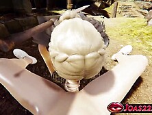 Viking Manga Beauty – POV Sitting Tugjob, Sloppy Blow job & Throat Jizz flow In CG Comics Animation