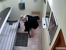 Horny Czech Woman Caught Masturbating At The Tanning Salon