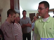 Hazed Straight Tattooed Fratboy Sucks Cock During Pledge At F