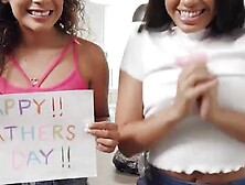 Lovely Exotic Stepdaughters Maya Farrell And Sarah Lace Share Stepdaddys Penis