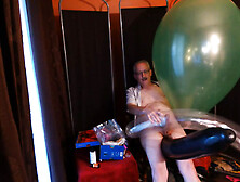 116) Jerk Off With Giant Round Balloon And 2 Long Balloons