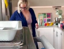 Spy On Step Mother Cleaning Naked In The Kitchen