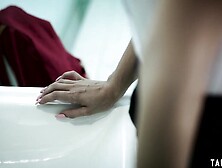 Teen schoolgirl Kristen Scott fucked in the locker room by perv teacher