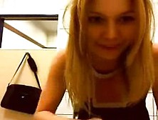 Blondie have some fun in fast food restroom!