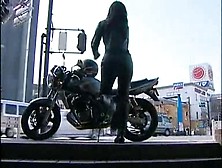 Two Japanese whores and a big dildo dick