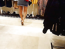 Girls Sexy Legs Long Feets Hot Toes At Shopping