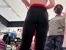 Tall Blonde Leggings Teen Shop Worker Creep Filmed