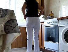 Step mom took off her pants before anal sex with step son in the booty