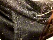 Ride and piddle on sex-toy in the park