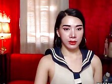 Asian Shemale Schoolgirl Bitchsweetheart Jerks Off On Webcam