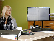 Blonde teen spread legs four horny loan agent