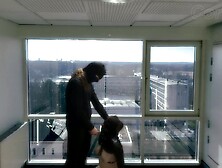 Pregnant amateur MILF in straitjacket fucked in public office building before work - Lily Corinth
