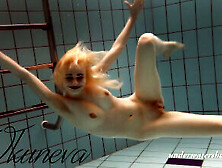 Blonde Babe Okuneva Shaved Pussy Underwater Swimming