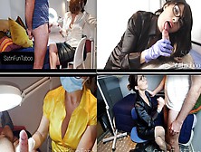 4 Clips In 1 Doctor Medic Satin Blouse Special Cfnm Pov Gloves Leather Domination Glasses High Heels Stockings