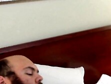 Fat otter works on his dick after titty pump play