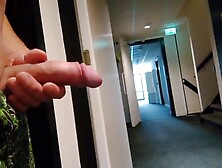 Jerking In Hotel Public Lobby Hallway And Watching Porn Dickflash