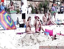 Real German Lesbo Lovers Have Fun On A Outdoor Beach