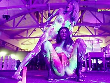 Neon party escalates - chicks fuck and scream with pleasure