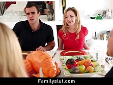 Beautiful blonde teen sneaks around and fucks step