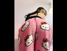Stunning brunette Arab bouncing monstrous chunky rear-end in hello kitty pajamas
