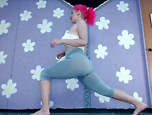 Fine Milf Yoga Workout See Through Leggings Flashing Pierced Nipples