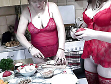 Mature MILF and Teen Virgin Lesbian Kiss in Kitchen - Russian Homemade HD