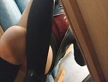 Undertable Super Hot Pantyhose Legs And Upskirt(Cum On Legs)