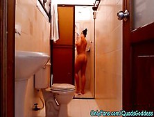 Female Bodybuilder Taking A Shower