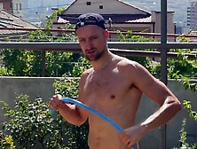 Hawt gardener banged a twink with his biggest wang on a swing and came several times