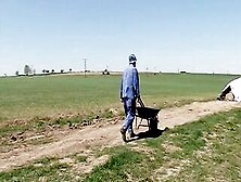 Young Cunt With Mouth Plowed By Mature Farmer For Smoking On A Haystack